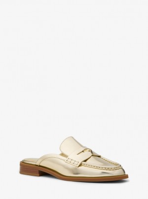 Michael Kors Eden Metallic Leather Mule Flache Schuhe Damen Gold | DT8230597