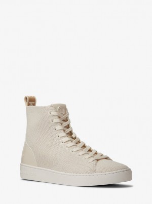 Michael Kors Edie Metallic Knit High-Top Sneaker Sneakers Damen Weiß | VI6217983