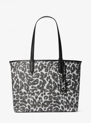 Michael Kors Eliza Extra-Large Leopard Logo Tote Bag Handtasche Damen Schwarz | GY6154870