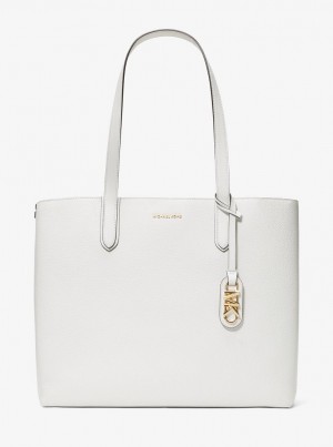 Michael Kors Eliza Extra-Large Pebbled Leather Reversible Tote Bag Handtasche Damen Weiß | ST6415302