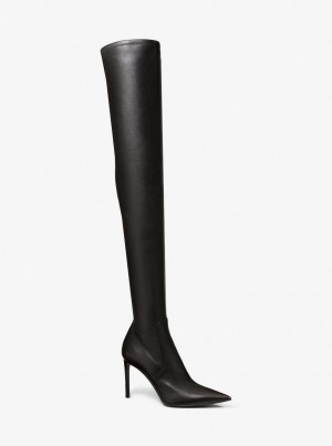 Michael Kors Elle Leather Boot Stiefel Damen Schwarz | UO5798312