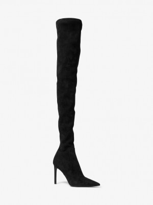 Michael Kors Elle Suede Boot Stiefel Damen Schwarz | GW9032165