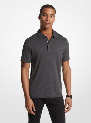 Michael Kors Embroidered Logo Cotton Polo Shirt T-shirts Herren Grau | PK4827950