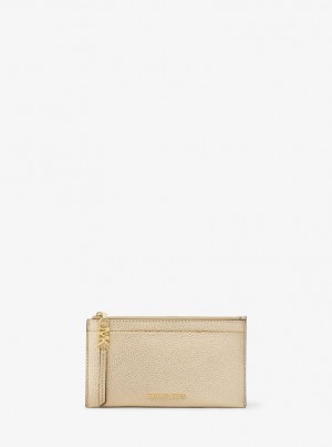 Michael Kors Empire Large Metallic Leather Card Case Kartenhülle Damen Gold | ZF1293045