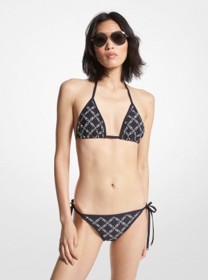 Michael Kors Empire Logo Triangle Bikini Top Bademode Damen Schwarz | JB0413657