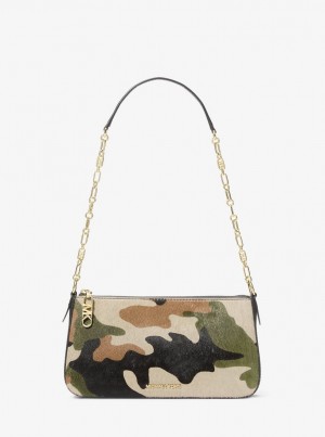 Michael Kors Empire Medium Camouflage Print Calf Hair Chain-Link Pochette Umhängetasche Damen Olivgrün Mehrfarbig | DM3469251