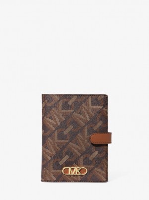 Michael Kors Empire Medium Signature Logo Passport Wallet Reisetasche Damen Braun | ZT7501326