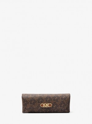 Michael Kors Empire Signature Logo Glasses Case Reisetasche Damen Braun | AV2697304