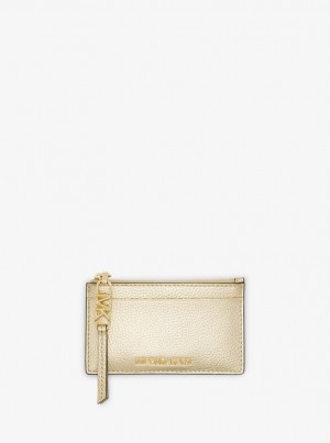 Michael Kors Empire Small Metallic Leather Card Case Kartenhülle Damen Gold | EN7084913