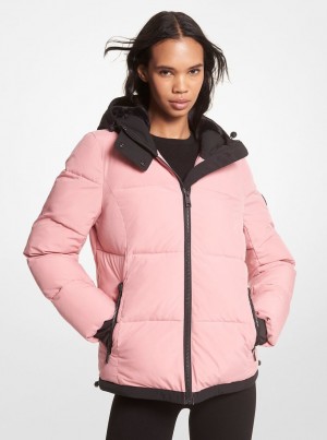 Michael Kors Faux Fur-Trim Quilted Puffer Jacket Jacken Damen Königsblau Rosa | BL9836054