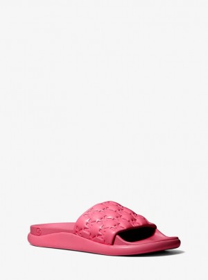 Michael Kors Finnie Logo Embossed Slide Sandal Sandalen Damen Rot | CF9701435