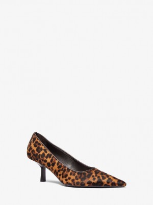 Michael Kors Frankie Leopard Print Calf Hair Pump Pumps Damen Braun Mehrfarbig | VL4289567