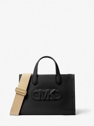 Michael Kors Gigi Small Embossed Leather Messenger Bag Umhängetasche Damen Schwarz | EV0953621