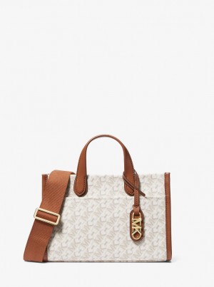 Michael Kors Gigi Small Empire Signature Logo Messenger Bag Umhängetasche Damen Hellgelb | WE9368250