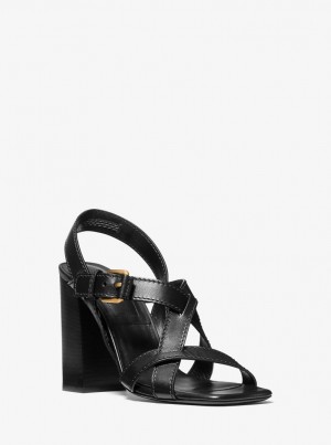 Michael Kors Gladys Leather Sandal Sandalen Damen Schwarz | JR5046297