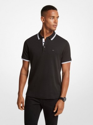 Michael Kors Greenwich Cotton Polo Shirt T-shirts Herren Schwarz | PA8531270