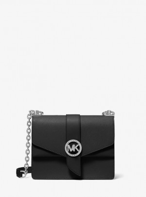 Michael Kors Greenwich Small Saffiano Leather Crossbody Bag Umhängetasche Damen Schwarz | KM5736842