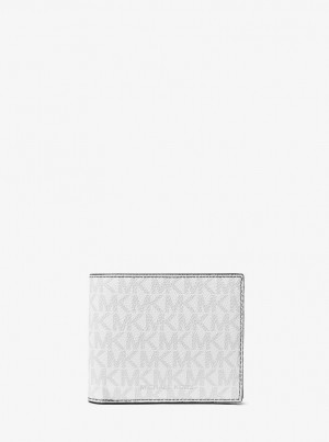 Michael Kors Greyson Logo Billfold Wallet With Coin Pocket Geldbörse Herren Bright Wht | JW8951702