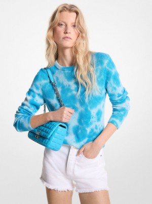 Michael Kors Hand Tie-Dyed Cashmere Sweater Pullover Damen Blau | RO8340729