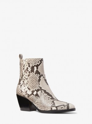Michael Kors Harlow Snake Embossed Leather Boot Stiefel Damen Braun | WB9571304