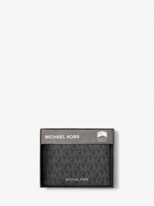 Michael Kors Harrison Logo Billfold Wallet With Passcase Geldbörse Herren Schwarz | JM4309168