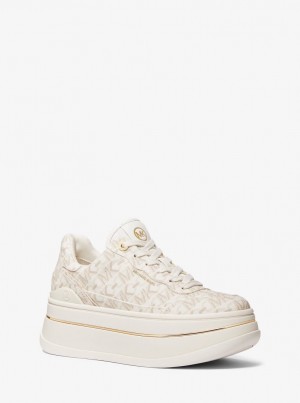 Michael Kors Hayes Empire Signature Logo Platform Sneaker Sneakers Damen Hellgelb | SL7591208