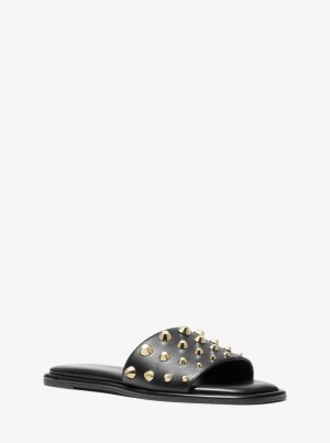 Michael Kors Hayworth Astor Stud Slide Sandal Sandalen Damen Schwarz | JB6983254