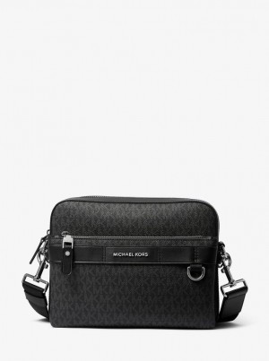 Michael Kors Hudson 2-in-1 Logo Crossbody Bag Umhängetasche Herren Schwarz | VI5679234