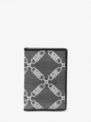 Michael Kors Hudson Empire Logo Jacquard Bi-fold Card Case Kartenhülle Herren Schwarz | VS1825430