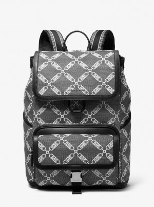 Michael Kors Hudson Empire Logo Jacquard Backpack Rucksäcke Herren Schwarz | ZH1735049