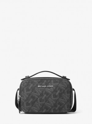 Michael Kors Hudson Empire Signature Logo Crossbody Bag Umhängetasche Herren Schwarz | VK0153682