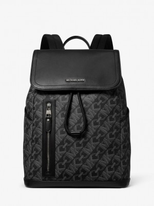 Michael Kors Hudson Empire Signature Logo Backpack Rucksäcke Herren Schwarz | LE7519802