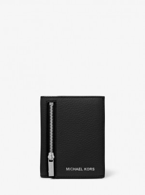 Michael Kors Hudson Leather Zip Wallet Geldbörse Herren Schwarz | ZU5397016