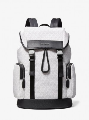 Michael Kors Hudson Logo Backpack Rucksäcke Herren Bright Wht | PZ9862501