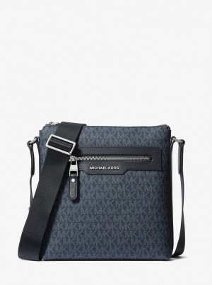 Michael Kors Hudson Medium Signature Logo Crossbody Bag Umhängetasche Herren Admrl/Plblue | CM8260759