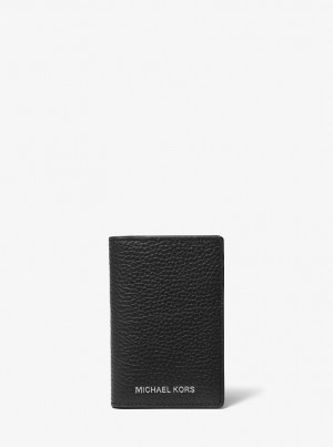 Michael Kors Hudson Pebbled Leather Bi-Fold Card Case Kartenhülle Herren Schwarz | HO1873204