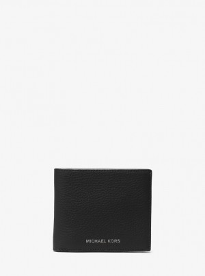 Michael Kors Hudson Pebbled Leather Billfold Wallet Geldbörse Herren Schwarz | FL6782405