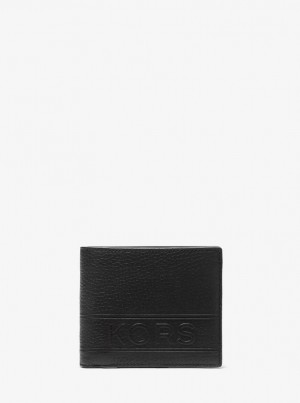 Michael Kors Hudson Pebbled Leather Billfold Wallet With Coin Pouch Geldbörse Herren Schwarz | IF8753410