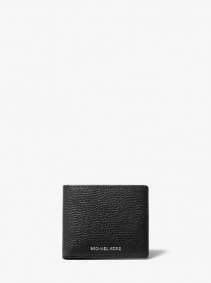 Michael Kors Hudson Pebbled Leather Slim Billfold Wallet Geldbörse Herren Schwarz | QA9780563