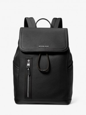 Michael Kors Hudson Pebbled Leather Utility Backpack Rucksäcke Herren Schwarz | UP0753964