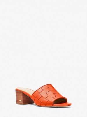 Michael Kors Ingrid Woven Leather Mule Sandalen Damen Orange | DX1534729