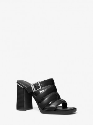 Michael Kors Jagger Leather Mule Sandalen Damen Schwarz | ZR2175304