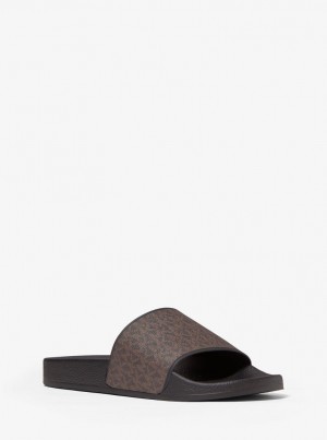 Michael Kors Jake Logo Slide Sandal Sandalen Herren Braun | JC7984053