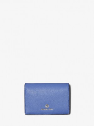 Michael Kors Jet Set Charm Medium Saffiano Leather Wallet Geldbörse Damen Blau | JY0189426
