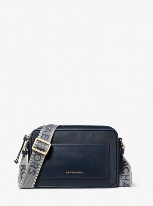Michael Kors Jet Set Large Nylon Gabardine Crossbody Bag Umhängetasche Damen Navy | HV3264958