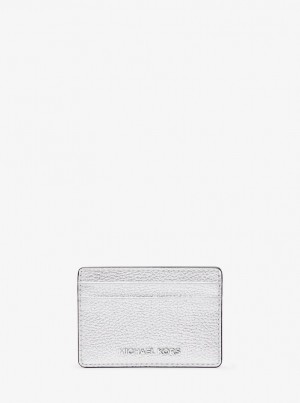 Michael Kors Jet Set Small Metallic Leather Card Case Kartenhülle Damen Silber | OR0416725