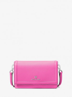 Michael Kors Jet Set Small Pebbled Leather Smartphone Convertible Crossbody Bag Umhängetasche Damen Rosa | UO6539780