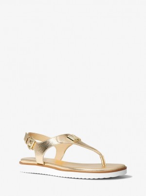 Michael Kors Jilly Metallic Sandal Sandalen Damen Gold | GT6148927