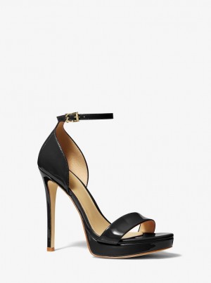 Michael Kors Jordyn Patent Leather Platform Sandal Sandalen Damen Schwarz | RP5102487