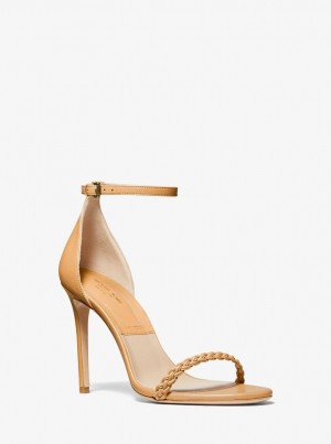 Michael Kors Joslyn Leather Sandal Sandalen Damen Braun | RF2549016